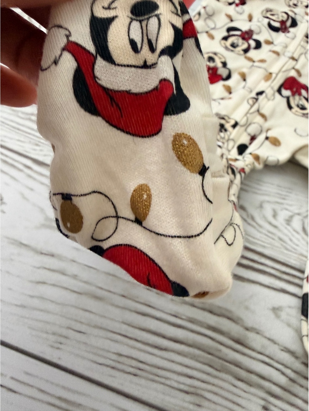 Disney Baby Mickey & Minnie Christmas Footed Sleeper Pajamas 0-3 Months - Picture 7 of 7